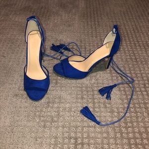 Blue tie up heels